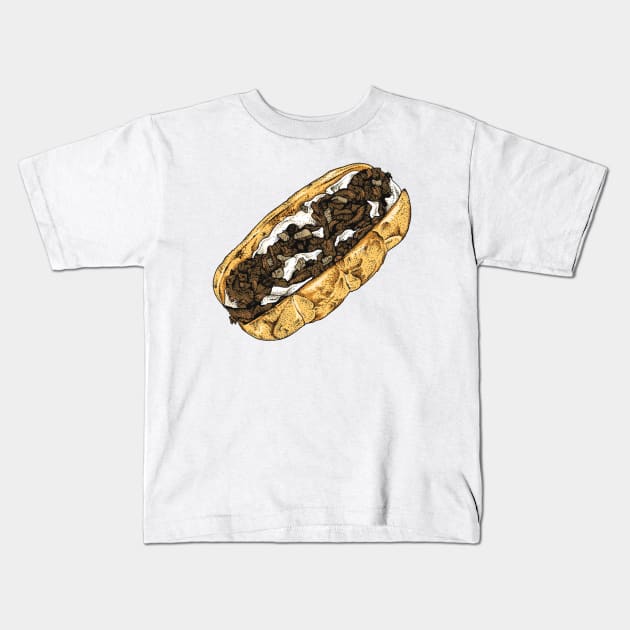 Philly Cheesesteak Kids T-Shirt by Elizabeth Weglein Art